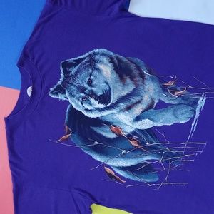 Vintage 1993 Giant Wolf Big Print Graphic Single Stitch T-Shirt